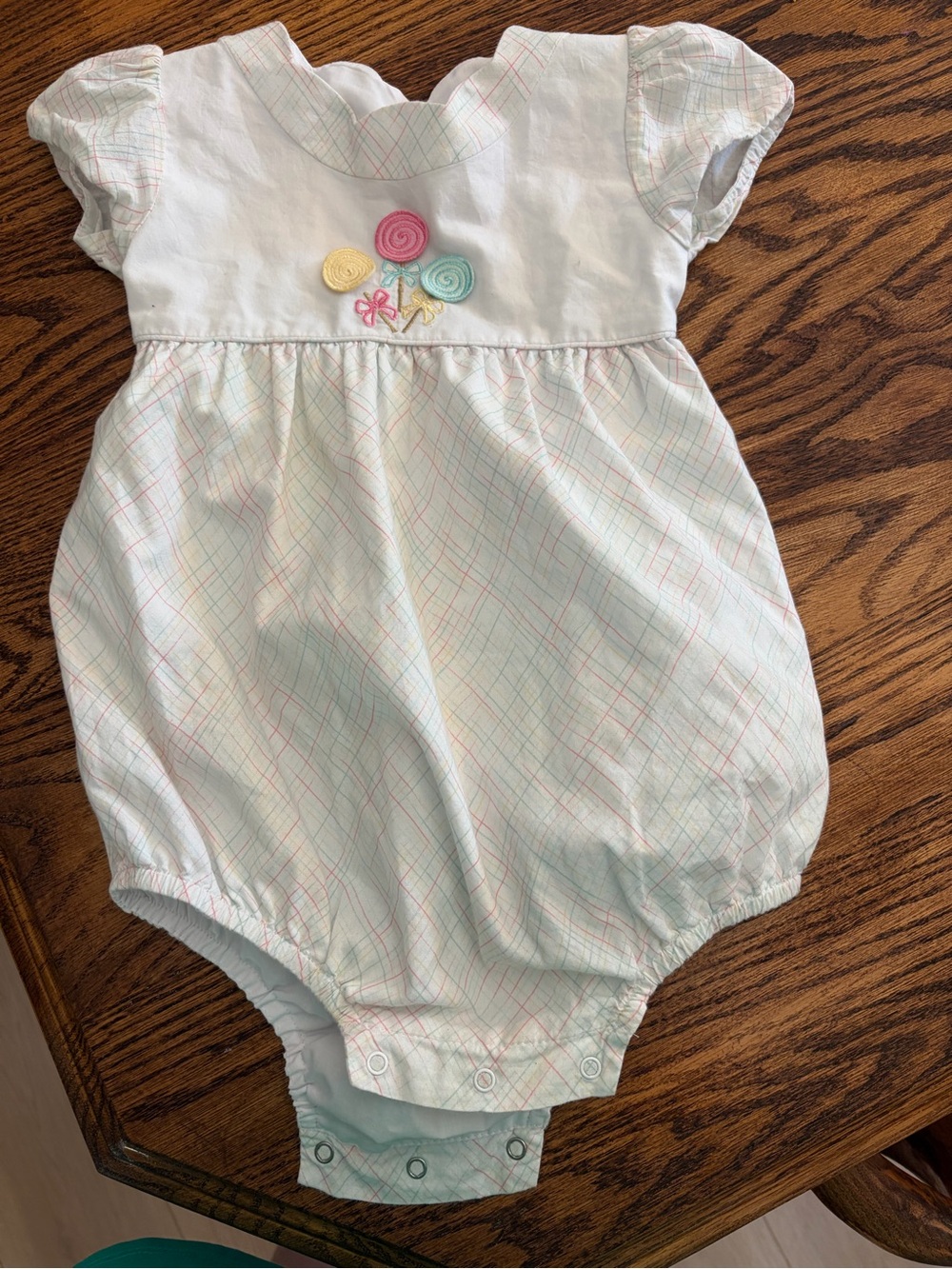Infant Cotton Lollipop Bubble Romper - White with Pastel Pink & Mint